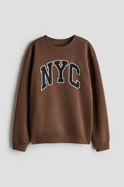 H&M Baskılı ve İçi Tüylü Sweatshirt