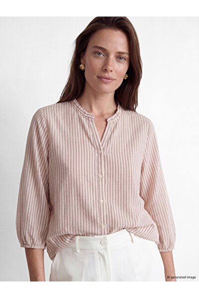 LC Waikiki Esvab • Modern & Distinctive Striped Collar Linen Blend Women's Shirt