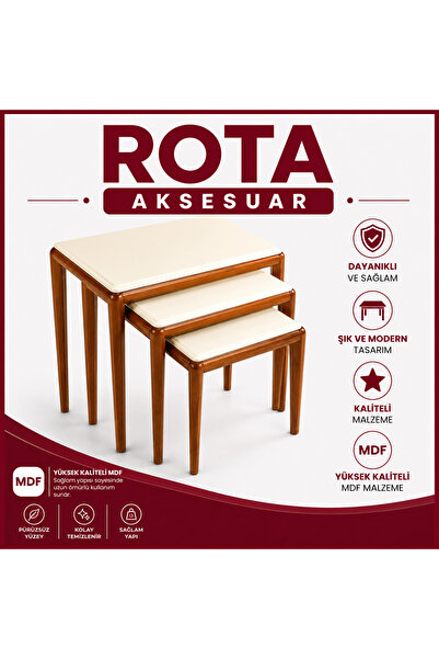RotAksesuar Luna 3’lü Zigon Sehpa Takımı