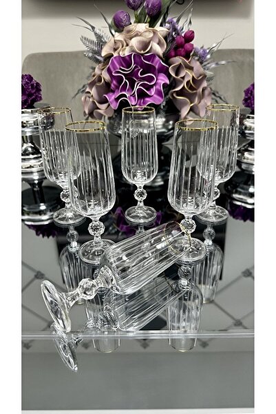 LOKMAN ZÜCCACİYE SHOWROOM 6 Pieces Crystal Cutting Line 180ml Coffee or Water...