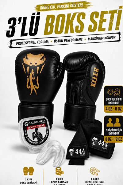 GAZELMANYA Boks Eldiveni Seti Boxing Gloves Boks Bandajı Boks Dişliği Kick Bo...