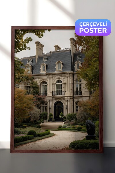 Postifull Classic Building Poster, Brown Framed Poster, Old Money Series, No:...