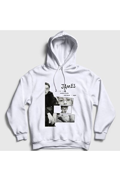 Presmono Unisex White James K-Pop Cortis Hooded Sweatshirt 612426Tt