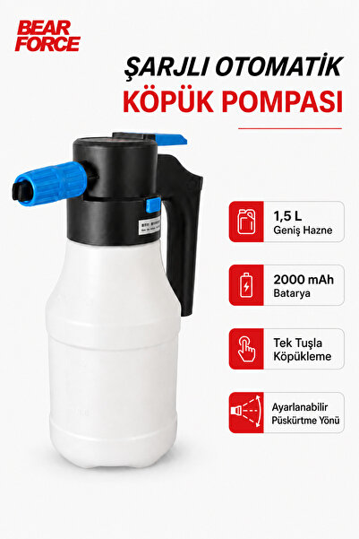 ROBEVE Bear Force Şarjlı Otomatik Köpük Pompası 1.5 Litre 2000 mAh Şarjlı Köp...