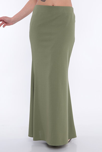FIRST STYLE Turkish Maxi Skirt Skinny Elegant Olive Color with Beautiful Cut ...
