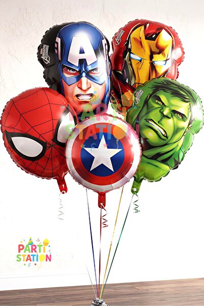 Parti Station Avengers Concept 5-Piece Head Foil Balloon Set Avengers Hulk Ir...