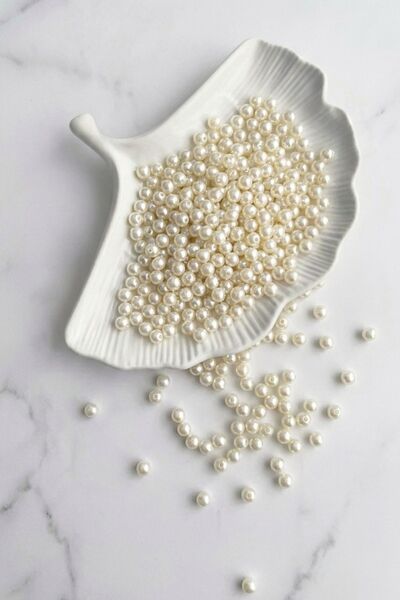hobi dünyası evim 5 mm 50 Grams Cream Pearl Beads Jewelry and Accessory Decor...