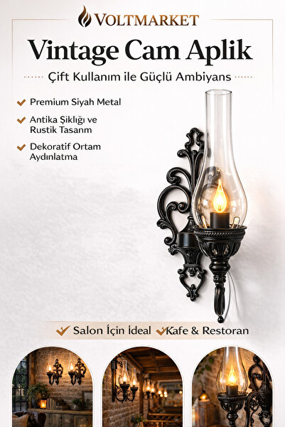 VoltMARKET Türkiye’nin Elektrik Marketi Voltmarket Vintage Glass Wall Sconce ...