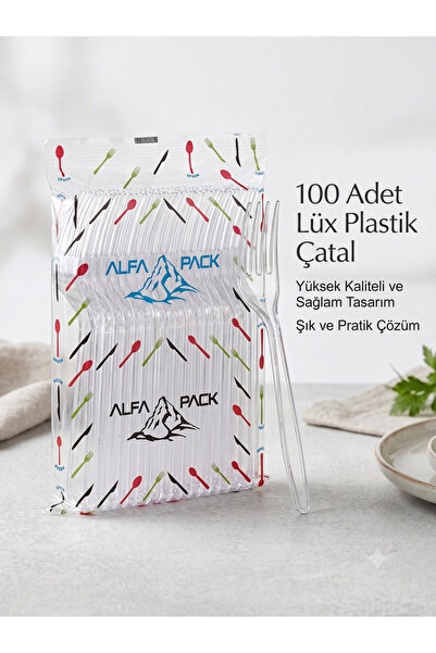 ALFAPACK LÜKS ŞEFFAF PLASTİK ÇATAL 100 LÜ PAKET