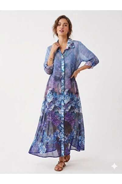 Cb Made In Italy Fortuna Moda İtalyan İpek Detaylı Midi/Maxi Elbise – Zarif v...