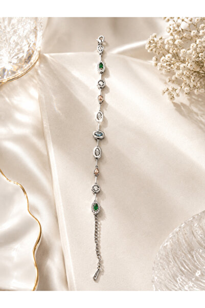 Lilith Takı Silver Color Premium Women's Bracelet with Colorful Zircon Stone ...