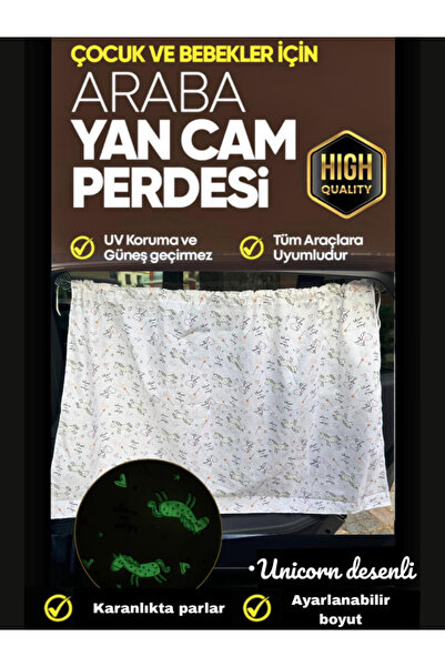 cherila Tüm Araçlara Uygun Unicorn desenli Araba Güneşlik Yan Cam Emzirme Per...