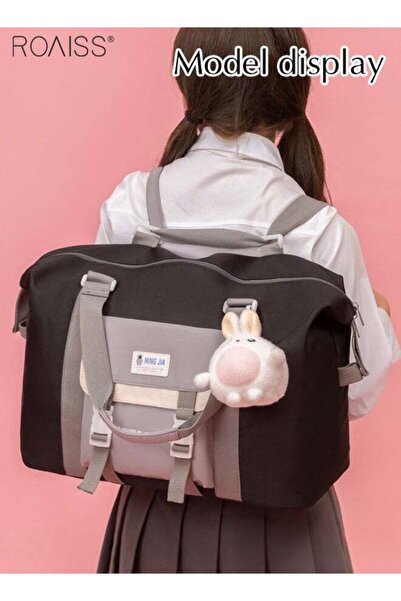 ROAISS Large Capacity Color Block Tote Daily School Travel Adjustable Detacha...