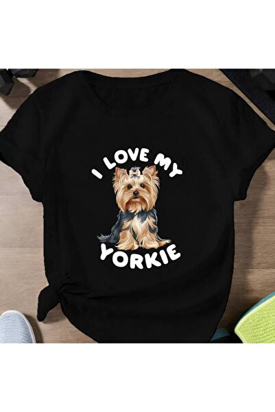 BASEPULSE تي شيرت نسائي بأكمام قصيرة من I LOVE MY YORKIE