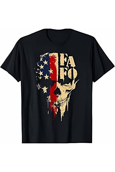 212Wear تي شيرت FAFO Skull للجنسين صيف 2025 بأكمام قصيرة مطبوع من القطن الخال...