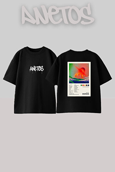 Anetos Kanye West Donda_1 Design Printed Unisex Oversize Black Tshirt