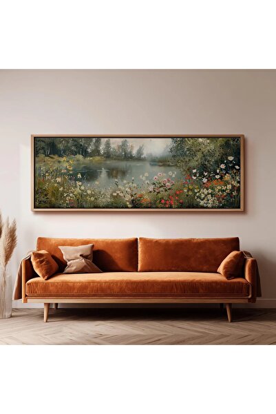 dekorodam Ahşap Çerçeveli Panoramik Oturma Odası Salon Tablosu