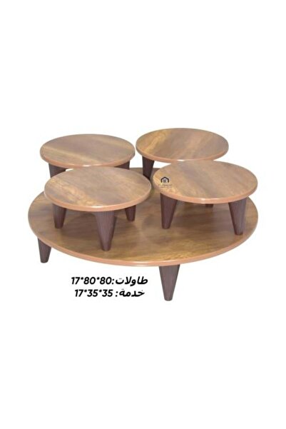 TRENDİ Round floor tables set brown 4+1