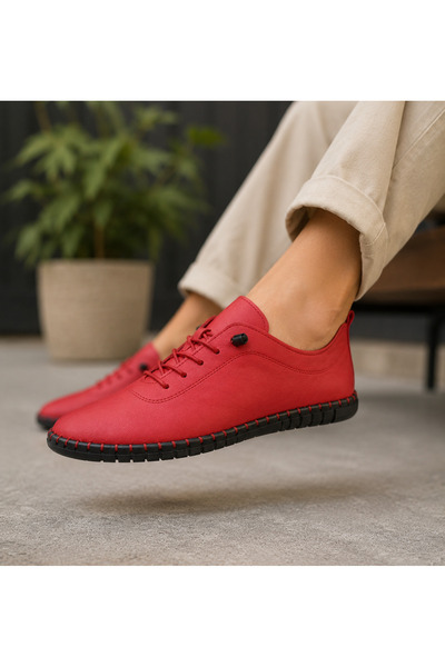 MELİS'E Grande Ruby Leather |   Large Size Genuine Leather Women's Shoes 36-4...