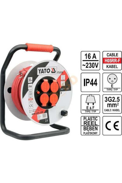yato Cablu prelungitor impermeabil 3 x 2.5mm²/30m Alb Cod: YT-8106