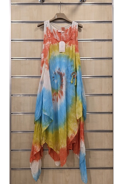 Park Moda Zero Sleeve Cotton Dress with Lace on the Back