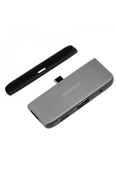 Momax One Link 4 in 1 Type-C Hub (PD,HDMI,USB,AUX Port) - Dark Gray