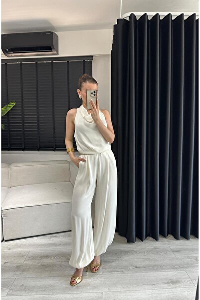 Özgece GOLD AKSESUARLI BLUZ ŞALVAR PANTOLON TAKIM