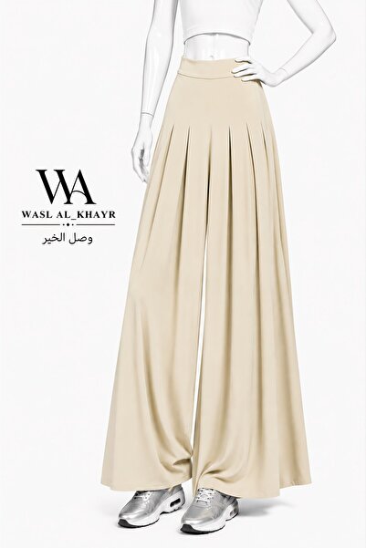 WASL ALKHAIR Women's Palazzo Wide Leg High Waist Pleated Front & Back Pants -...