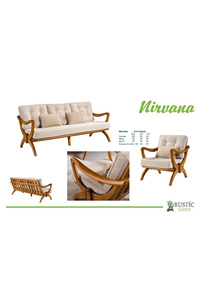 Rustic garden NİRVANA AHŞAP 3 LÜ KANEPE