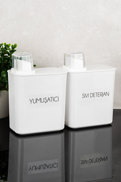 Dolkin Home Set of 2 Self-Scale Detergent Boxes Liquid Detergent Softener Lab...