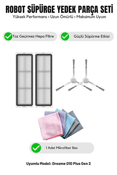 Asgard Grup 2 White Side Brushes 2 Filters 1 Cleaning Cloth Compatible with D...