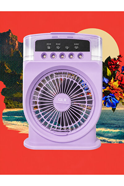 alpotekno Şarjlı Işıklı 10W 5 Spreyli Vantilatör Buzlu Buharlı Mini Fan