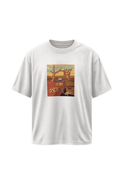 buzagi Cookie Monster Oversize Unisex White T-Shirt