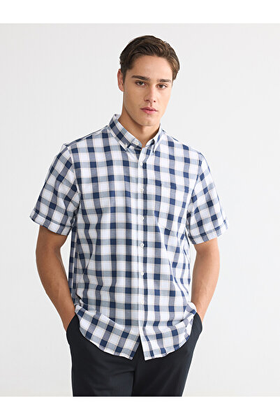 LC Waikiki Ανδρικό καρό πουκάμισο NEVAVM Regular Fit με διαφορά στην υφή