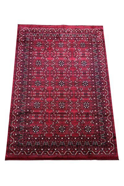 Gökce Halı Etnik Desenli Afgan Viskon Makine Dokuma Kaymaz Taban Salon Halısı...