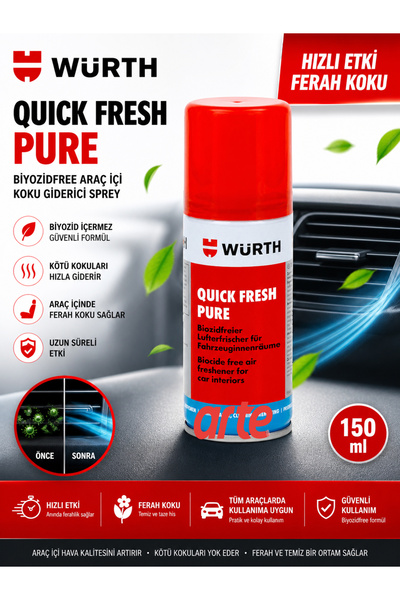 Würth Quick Fresh Araç İçi Temizleyici ve Kötü Koku Giderici 100 ML | Klima v...