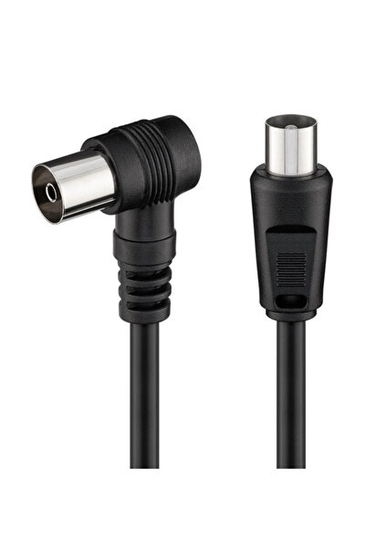 POWERTECH καλώδιο κεραίας RF αρσενικό - RF θηλυκό CAB-V041, γωνιακό, μαύρο, 1.5m