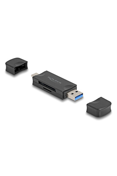 DELOCK Αναγνώστης καρτών 91020 για SD & micro SD, σύνδεση USB/USB-C, 5Gbps, μ...