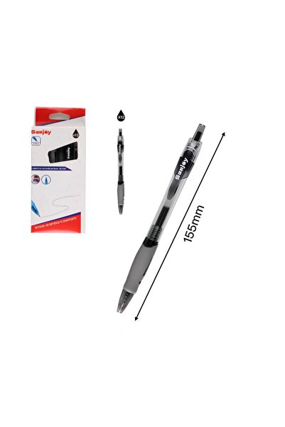 idei Cutie cu 12 Pixuri Retractabile cu Gel Negru, Vârf 0,7 mm, Lungime 155 mm