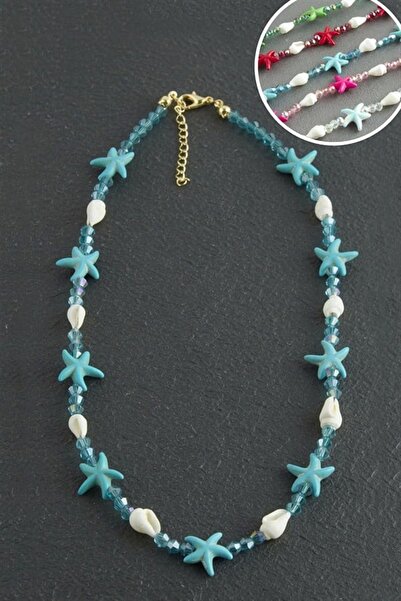 Generic Brand Starfish Crystal Natural Stone Necklace - Cream