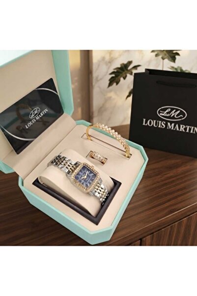 louis martin طقم نسائي ساعه لويس مارتن وسواره وخاتم