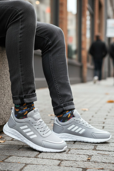 Giyyin Men's Sports Shoes Breathable Lightweight Comfortable Gray Casual Sneaker