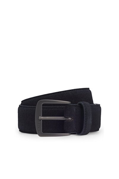 BOSS Gunmetal tokalı İtalyan süet kemer