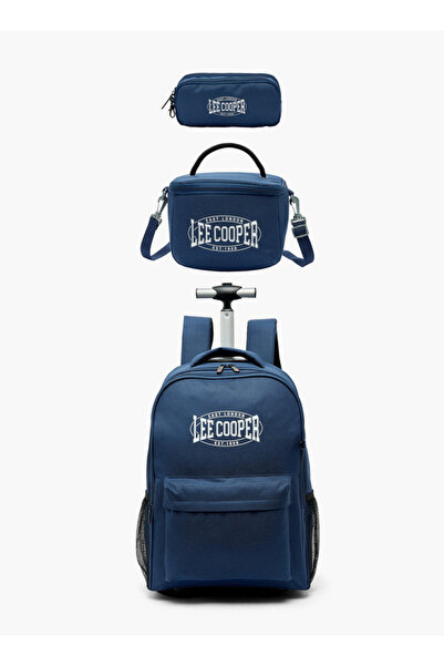 Lee Cooper Printed 3-Piece School Trolley Bag Set for Kids 13 Years+ with Lun...