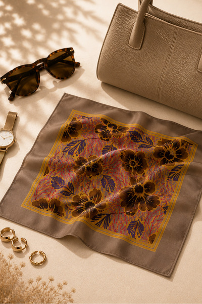Defne&Apollon İpekçilik Defne Apollon Viola 100% Silk Handkerchief 33 X 33 cm...