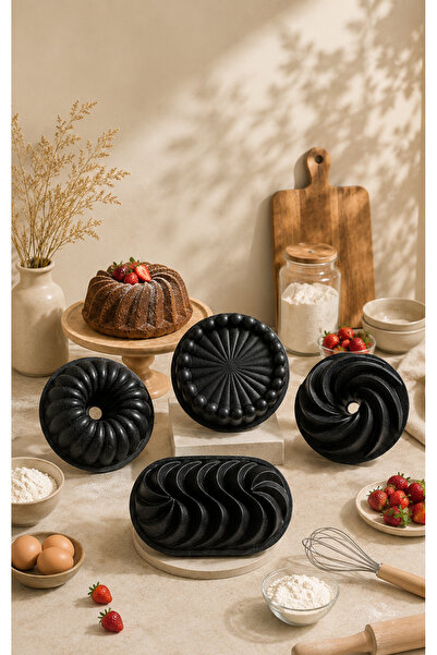 Enza Veloria 4-Piece Tart & Slice Cast Non-Stick Cake Mold Set