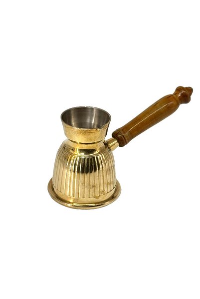 Al Athar Arts Brass Turkish Coffee Warmer and Tea Maker Pot with Gold Finish(H:3.5''W:3''Capacity:275ml)