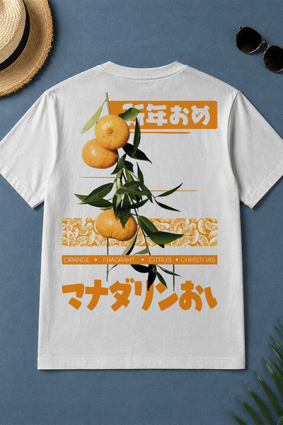 Spoyi Narandžasta Tokyo dizajnirana 100% pamučna polu-oversize bela majica
