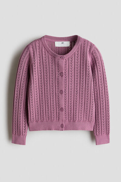 H&M Delik Desenli ve Pamuklu Triko Hırka
