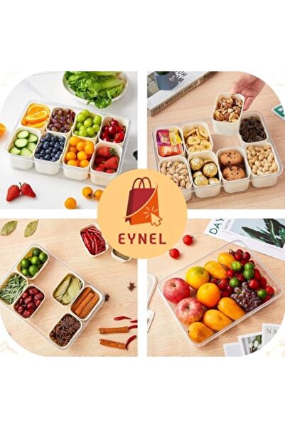 Yıldızan 8-Compartment Portable Snack Container with Lockable Lid, Breakfast,...